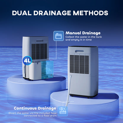 20L/Day Portable Dehumidifier for Home, with LED Screen, Sleep Mode, 24H Timer, 4L Water Tank, Electric Air Dehumidifier for Damp Laundry Bedroom Basement