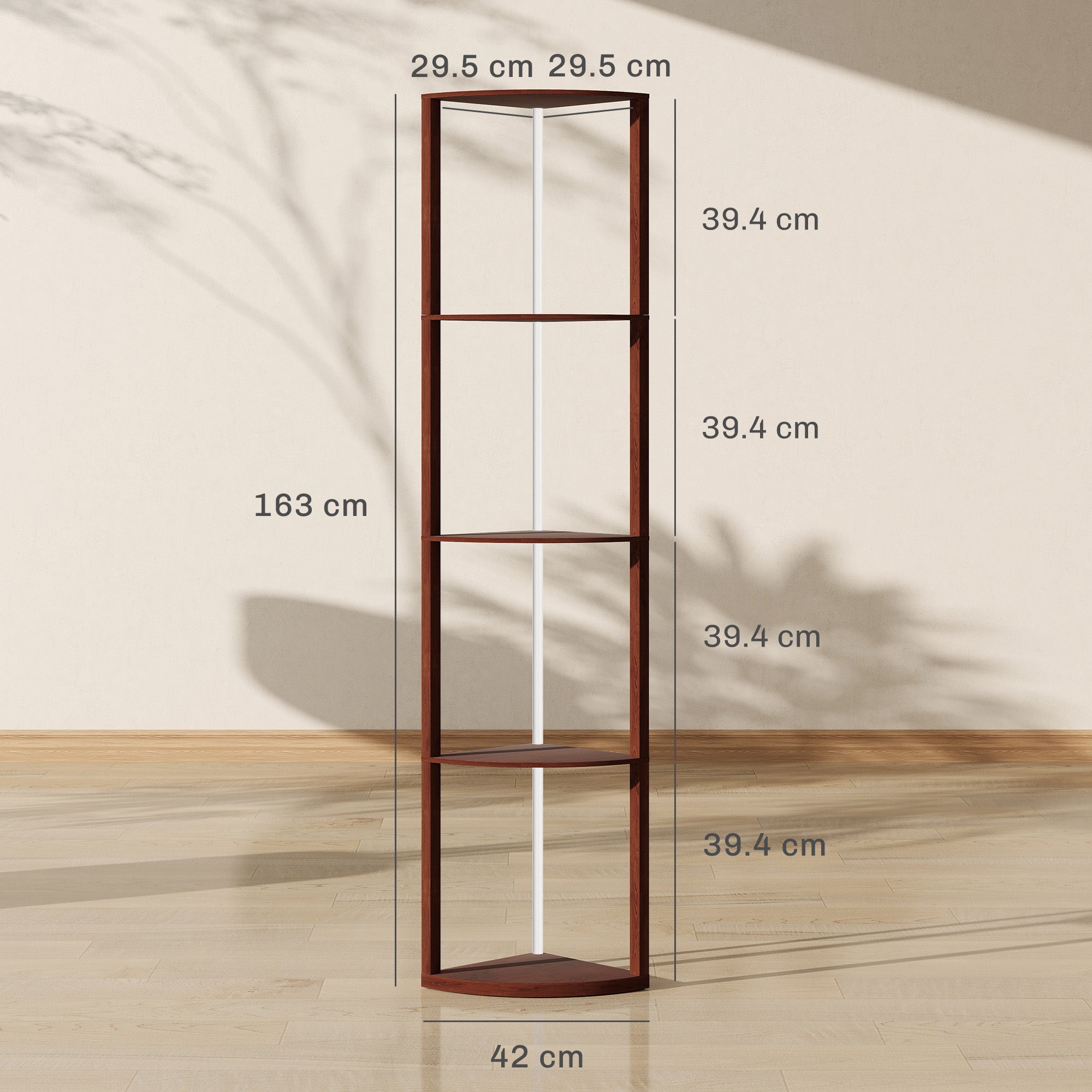RGB Standing Lamp with Shelves, 4-Tier LED Floor Lamp with Multiple Lighting Modes, Brown