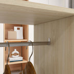 Open Wardrobe Double Mobile Storage Shelves Organizer W/6 Wheels-Natural