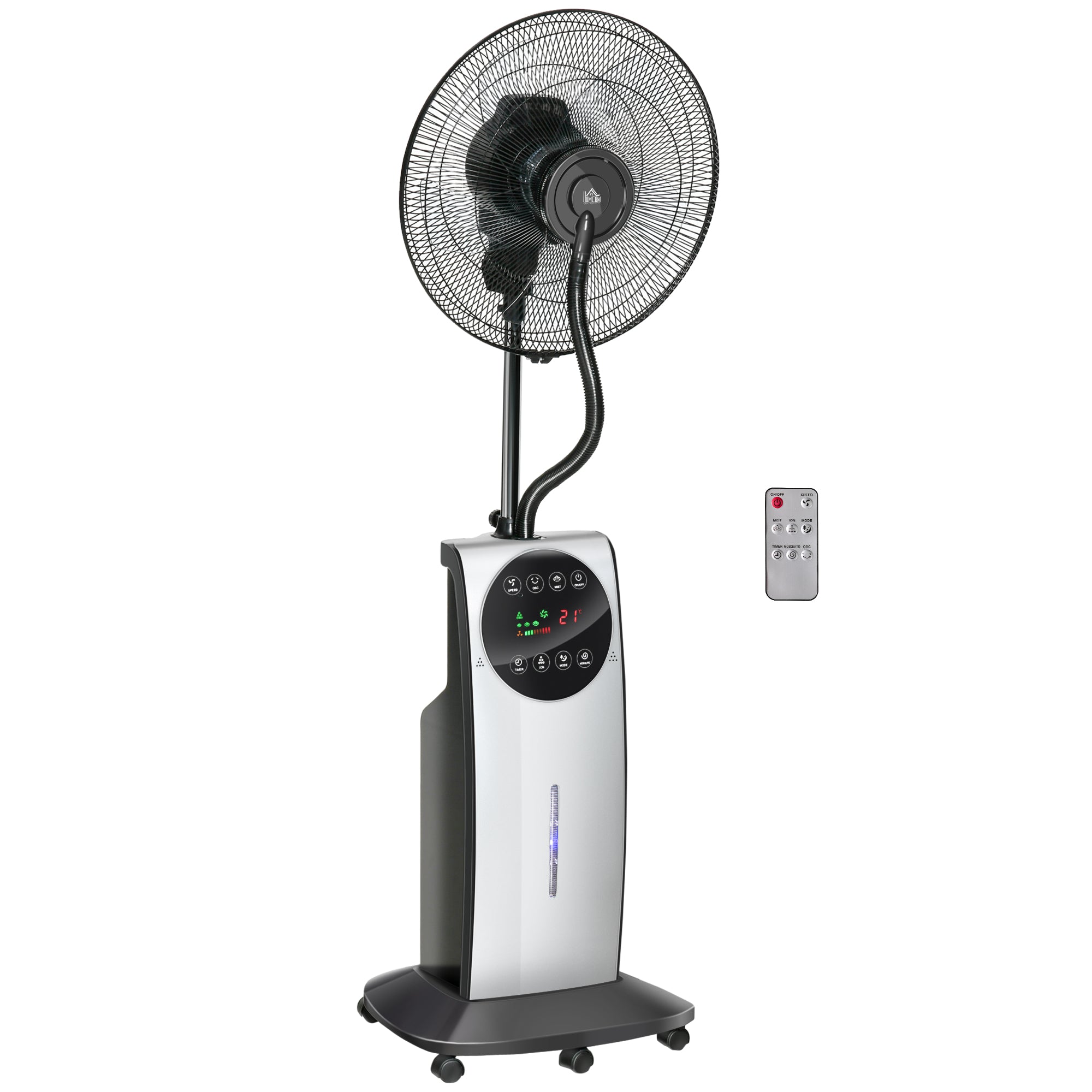 16" Pedestal Fan with Water Mist Spray, Humidifying Misting Fan, Standing Fan with 3 Speeds, 3.1L Water Tank, Timer and Electric Mosquito Killer Jack, Black