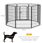 PawHut 8 Panels Heavy Duty Puppy Playpen, for Large, Medium Dogs, Indoor and Outdoor Use - Black