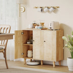 HOMCOM Vintage Sideboard with Chevron Doors and Pine Wood Legs for Living Room, Kitchen