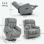 HOMCOM Power Lift Recliner Chair with Vibration Massage, Lift Chair for Elderly with Footrest, Remote, Side Pocket, Light Grey