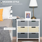 HOMCOM 6 Drawer Storage Tower, Dresser Chest with Wood Top, Organiser Unit for Closets Bedroom Nursery Room Hallway