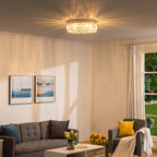 Crystal Chandeliers with Crystal Pendants, 8-Light Ceiling Light for Living Room, Bedroom Dining Room, Silver Tone