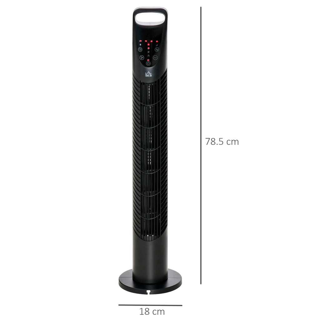 31 Inch Bladeless Oscillating Tower Fan with 70° Oscillation, Remote Control, 7.5H Timer, 3 Speed 3 Modes, Electric Floor Standing Cooling Fan for Home Bedroom Office, Black