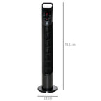 31 Inch Bladeless Oscillating Tower Fan with 70° Oscillation, Remote Control, 7.5H Timer, 3 Speed 3 Modes, Electric Floor Standing Cooling Fan for Home Bedroom Office, Black
