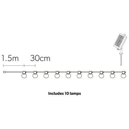 4lite Antheia Solar IP44 Festoon Outdoor String Lights - 3m