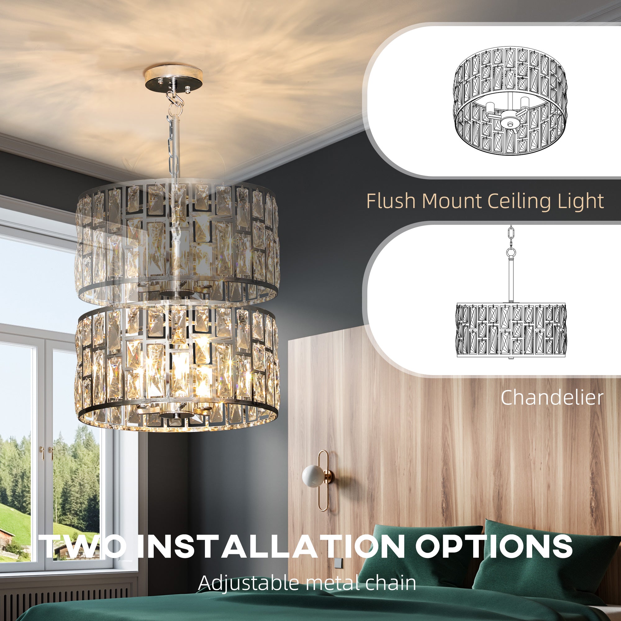 72 Glass Crystallite Chandelier - Silver-Tone