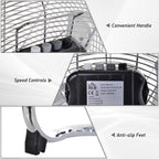 18" Chrome Metal Floor Fan with Tilting, High Velocity, 3 Speed, Portable Gym Fan for Home Office, Silver