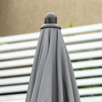 Outsunny 6 Piece Garden Dining Set with Umbrella, Outdoor Dining Sets with Parasol, 4 Folding Dining Chairs & Round Tempered Glass Table, Grey