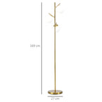3-Light Tree Floor Lamps for Living Room, Modern Standing Lamp for Bedroom with Globe Lampshade, Steel Base, Bulb not Included, Gold Tone