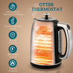 Polished Retro 40-100°C Kettle and Toaster Set - Black