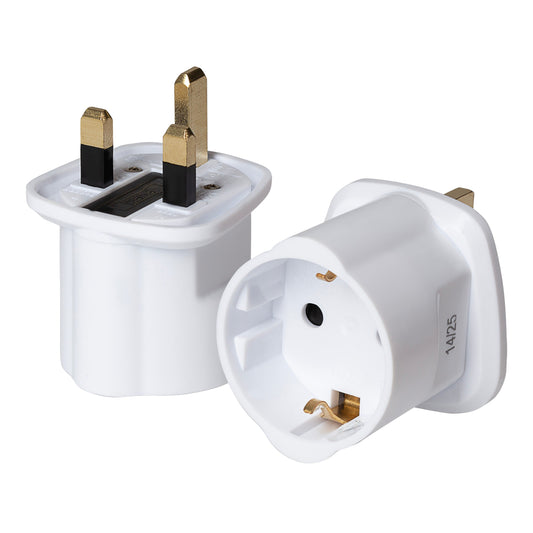 Maplin Schuko Plug to UK Mains Plug Converter 13 Amp Travel Adapter - White