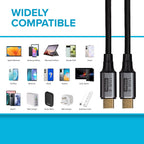 Maplin Pro USB-C to USB-C v4.0 40Gbps 8K@60Hz Super Speed Braided Cable - Black, 1.2m