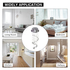 Metal Crystal Ceiling Light Chandelier Elegant Pendant Lamp Living Room Stairway Spiral Rain Drop Pendant Lamp Silver