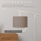 Metal Frame Floor Lamp with 350 Degree Rotating Lampshade, for Living Room and Bedroom, LED Bulb Included, Grey