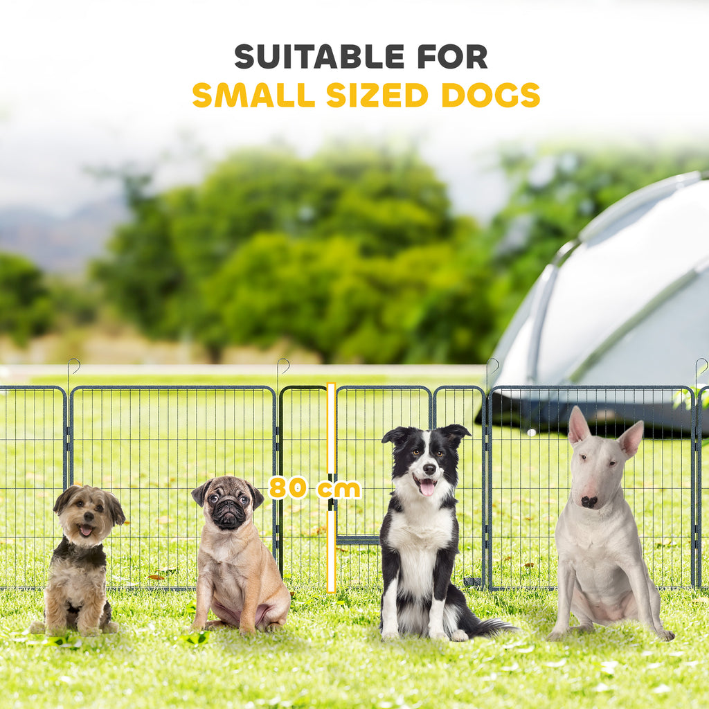 PawHut 16 Panels Heavy Duty Puppy Playpen, for Small and Medium Dogs, Indoor and Outdoor Use - Grey