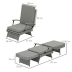 Outsunny 80° Reclining Rattan Lounger - Grey