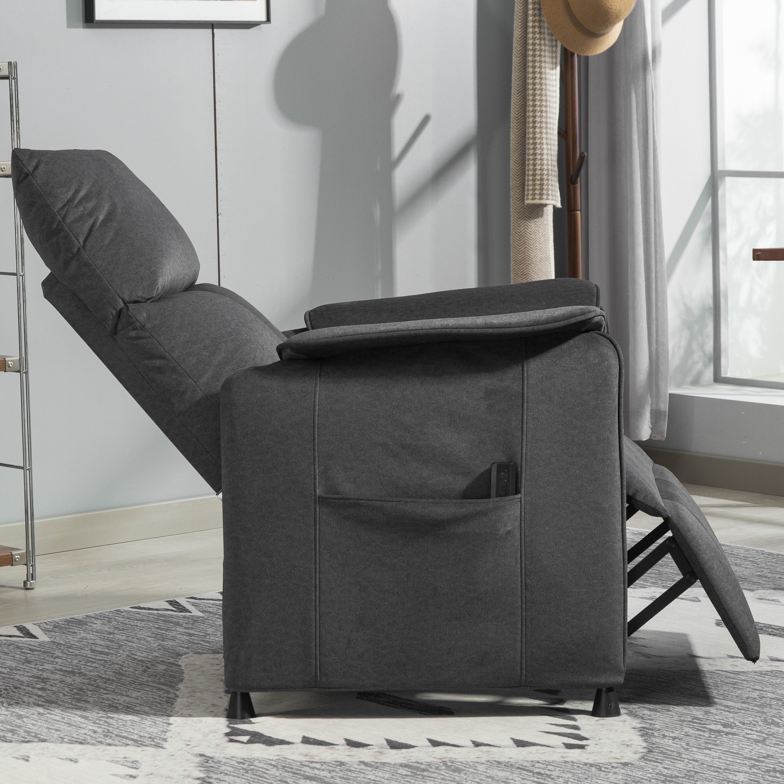 HOMCOM Power Recliner Chair, Reclining Chair with Remote, Pocket Springs, Silent Motor and Side Pockets, Black