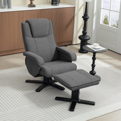 Swivel Recliner Chair with Footstool - Charcoal Grey Velvet