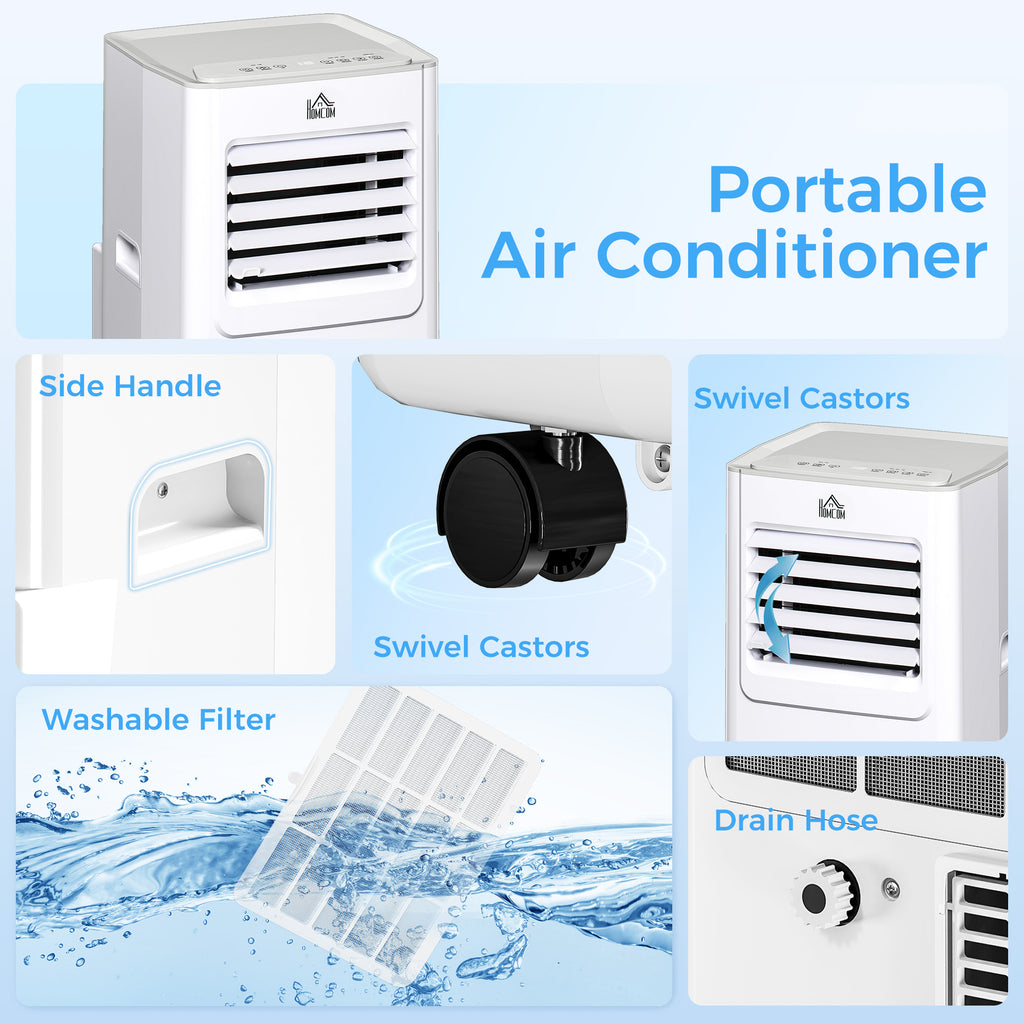 7000 BTU Air Conditioning Unit, 3-in-1 Portable Air Conditioner, Dehumidifier, Cooling Fan with 2 Speeds, 24H Timer, Remote Control, LED Display, Window Venting Kit, 15m²