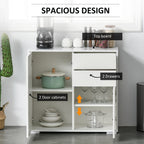 HOMCOM High Gloss Frame Sideboard, Push-Open Design with 2 Drawer for Living Room, Bedroom, 74H x 79W x 36Dcm, White