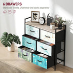 HOMCOM 6-Drawer Chest of Drawers - Blue