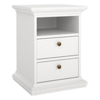 Primrose Bedroom Package - Bedside 2 Drawers + Chest of 4 Drawers + Wardrobe with 2 Doors White