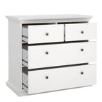 Primrose Bedroom Package - Bedside 2 Drawers + Chest of 4 Drawers + Wardrobe with 2 Doors White