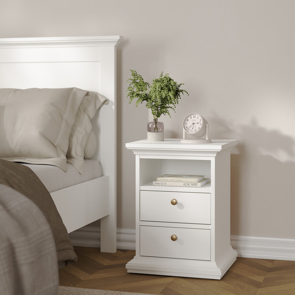 Primrose Bedside 2 Drawers in White