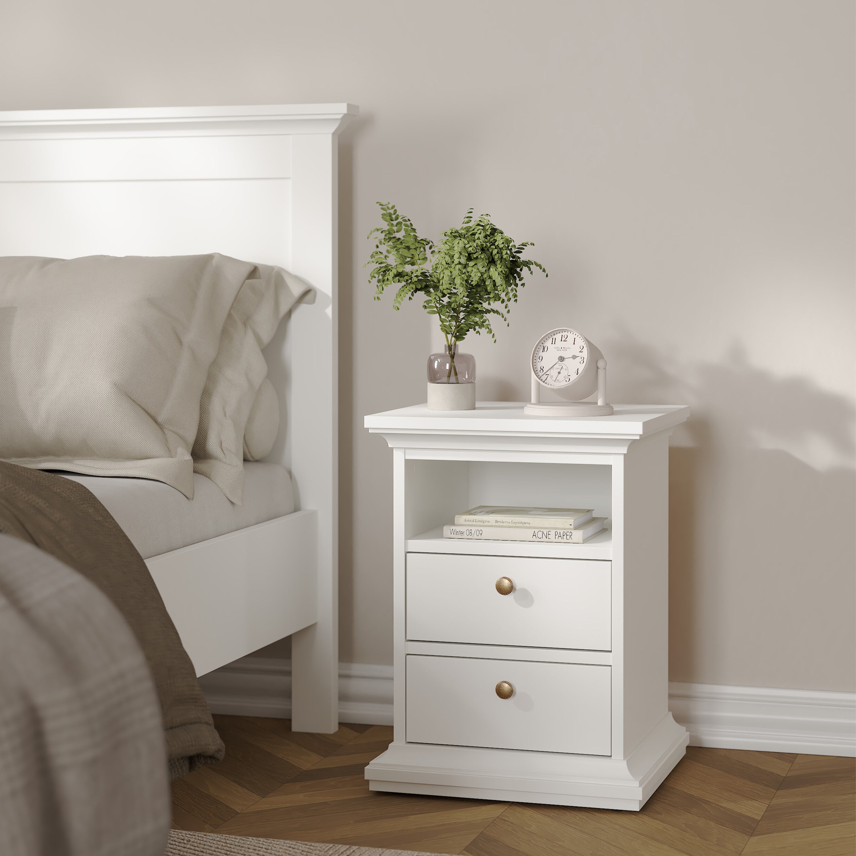 Primrose Bedside 2 Drawers in White