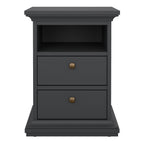 Primrose Bedside 2 Drawers in Matt Grey