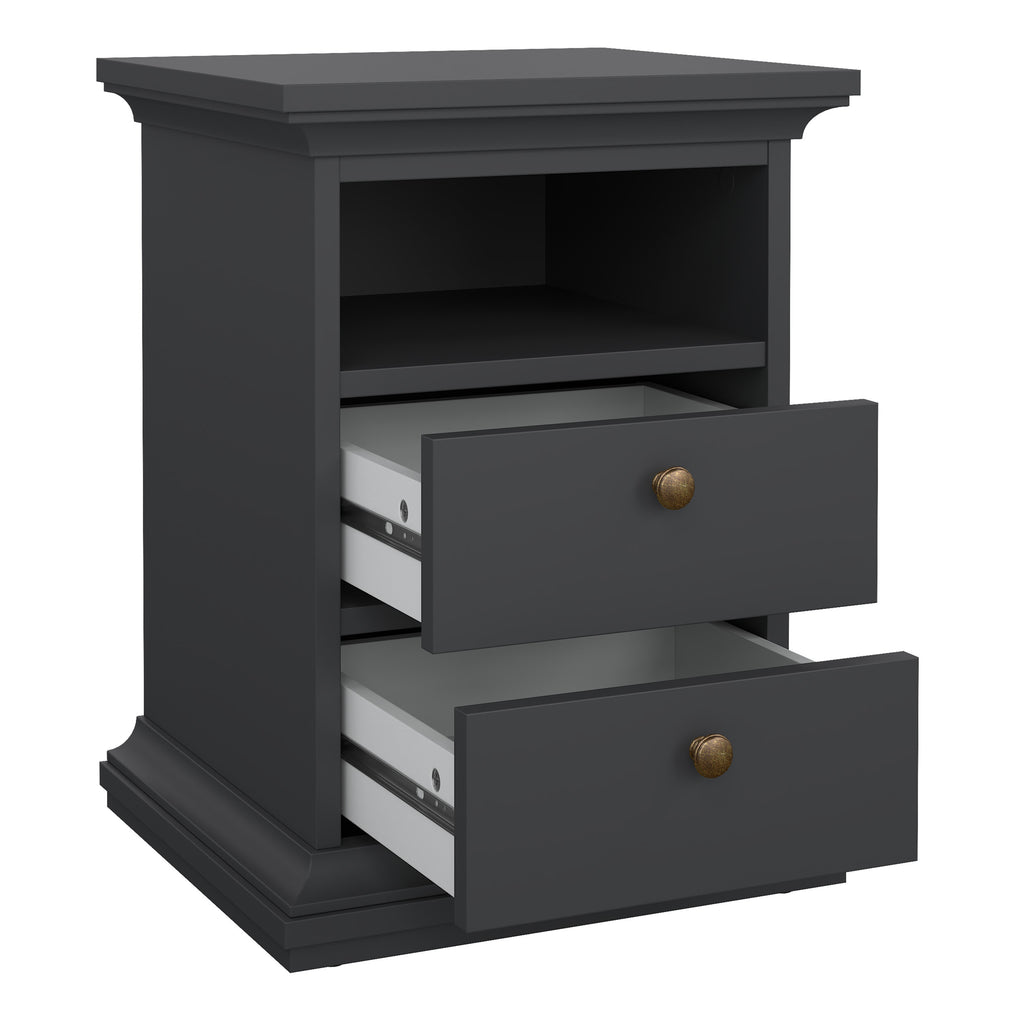 Primrose Bedside 2 Drawers in Matt Grey