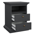 Primrose Bedside 2 Drawers in Matt Grey