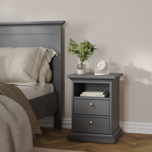 Primrose Bedside 2 Drawers in Matt Grey