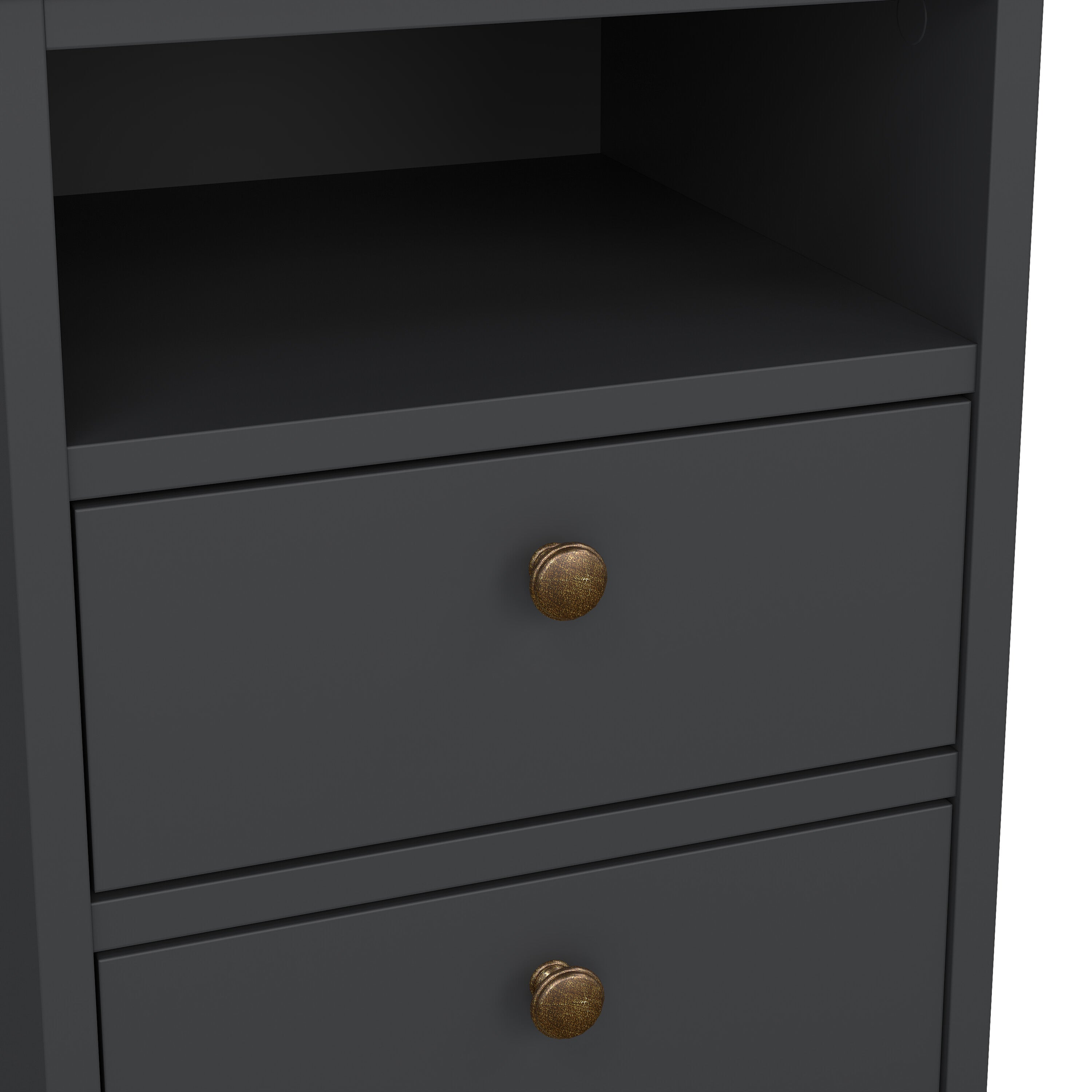 Primrose Bedside 2 Drawers in Matt Grey