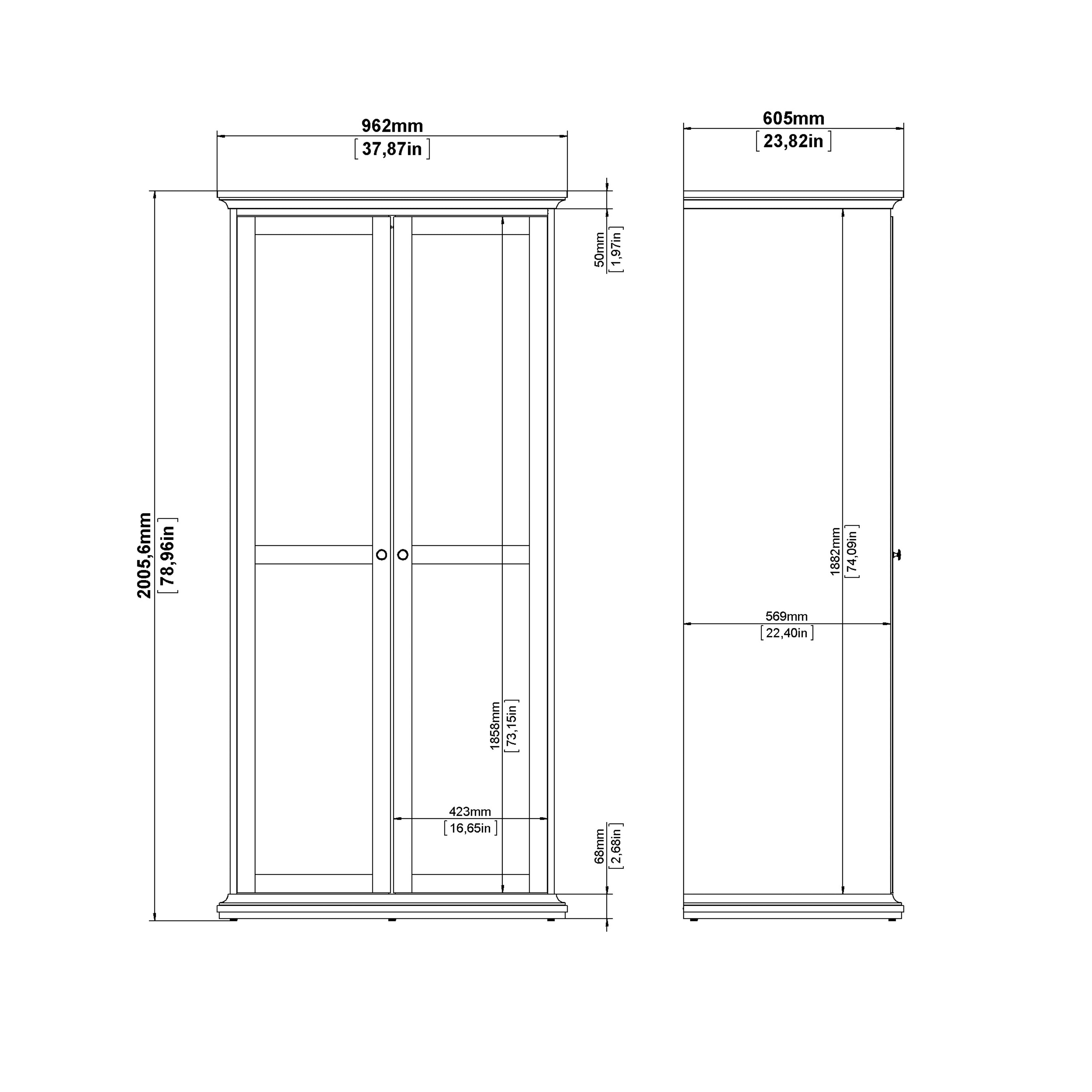Primrose Wardrobe with 2 Doors in White