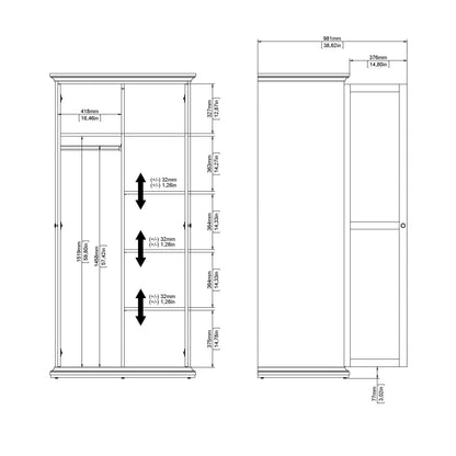Primrose Wardrobe with 2 Doors in Matt Grey