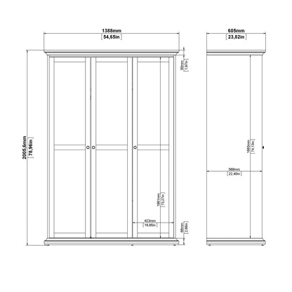 Primrose Wardrobe with 3 Doors in White