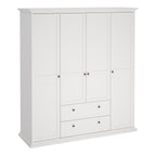 Primrose Wardrobe with 4 Doors and 2 Drawers in White