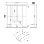 Primrose Wardrobe with 4 Doors and 2 Drawers in White