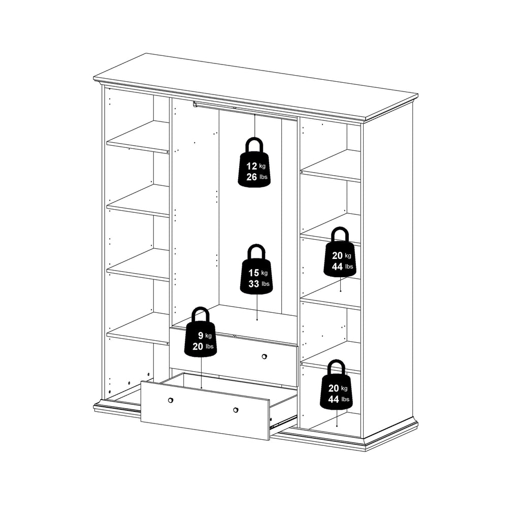Primrose Wardrobe with 4 Doors and 2 Drawers in White