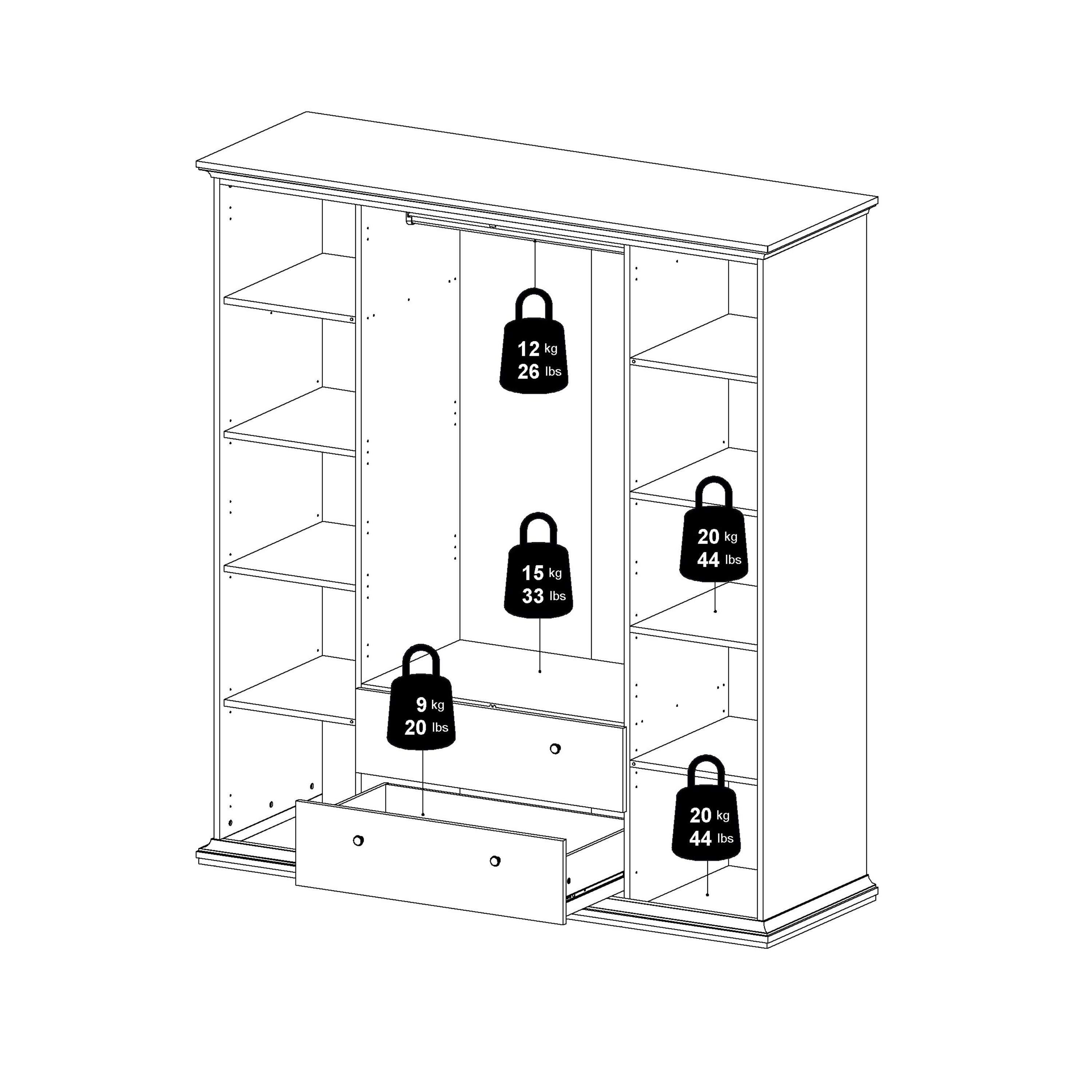 Primrose Wardrobe with 4 Doors and 2 Drawers in White