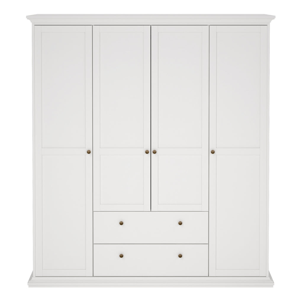 Primrose Wardrobe with 4 Doors and 2 Drawers in White