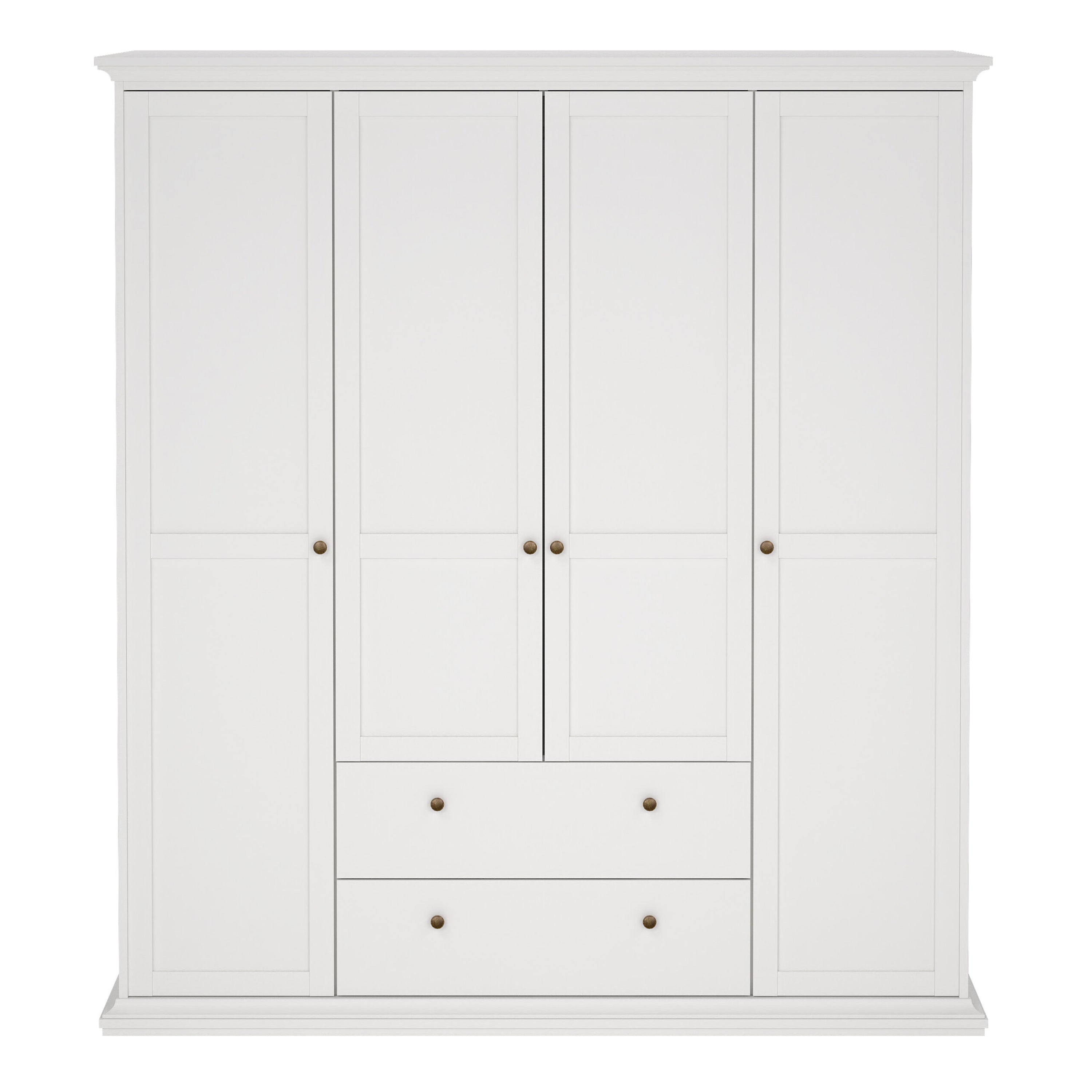 Primrose Wardrobe with 4 Doors and 2 Drawers in White