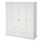 Primrose Wardrobe with 4 Doors and 2 Drawers in White