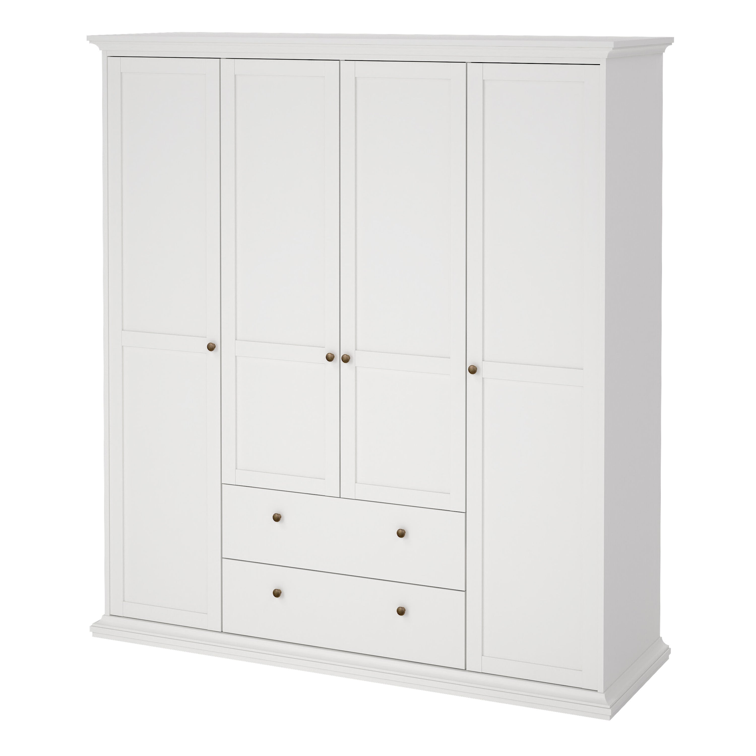 Primrose Wardrobe with 4 Doors and 2 Drawers in White