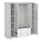 Primrose Wardrobe with 4 Doors and 2 Drawers in White