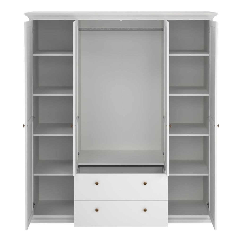 Primrose Wardrobe with 4 Doors and 2 Drawers in White
